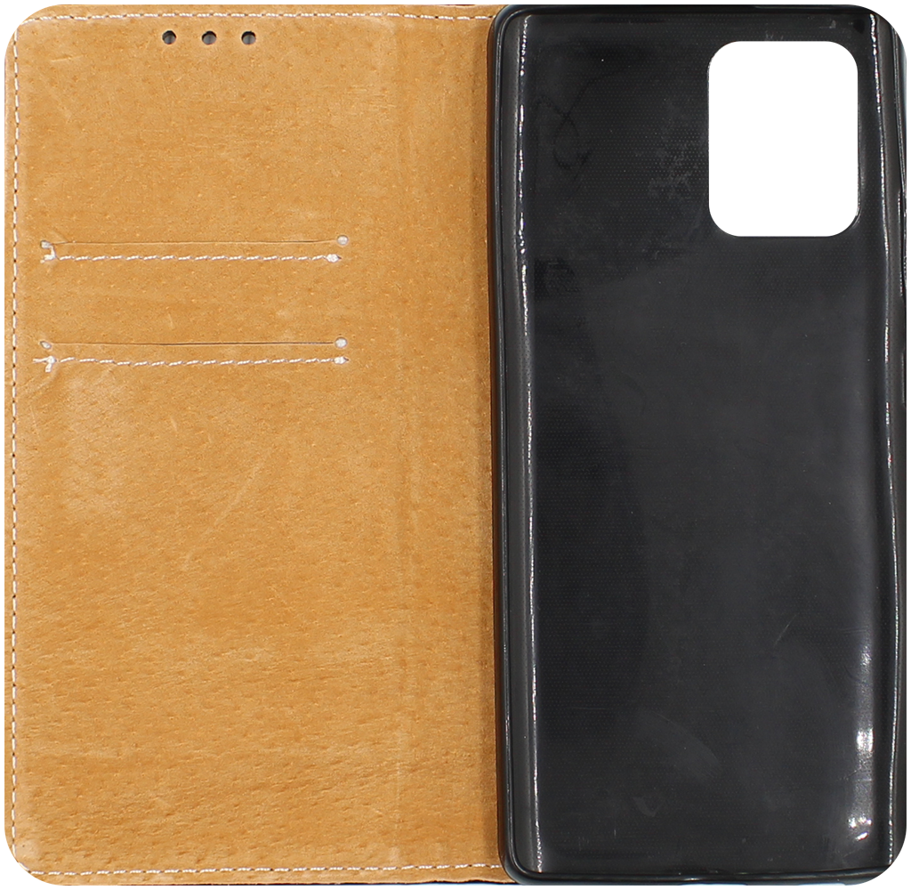 Samsung Galaxy S10 Lite (SM-G770F) oldalra nyíló flipes bőrtok valódi bőr fekete
