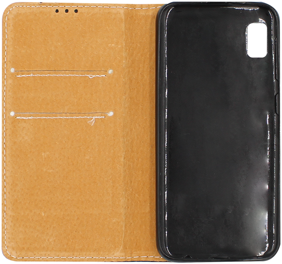 Samsung Galaxy A10e (SM-A102) oldalra nyíló flipes bőrtok valódi bőr barna