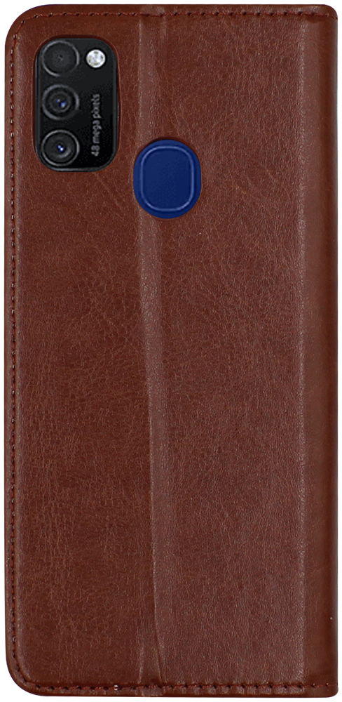 Samsung Galaxy M21 (SM-M215F) oldalra nyíló flipes bőrtok valódi bőr barna