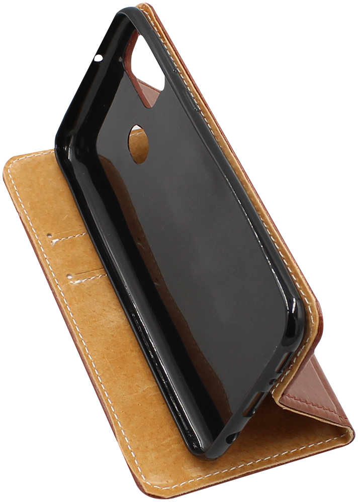 Samsung Galaxy M21 (SM-M215F) oldalra nyíló flipes bőrtok valódi bőr barna