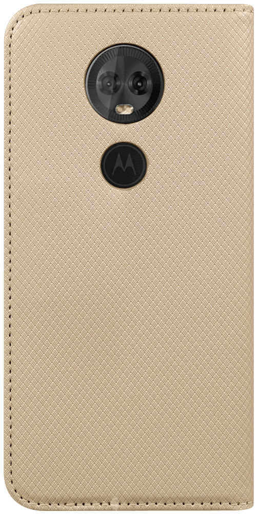 Motorola Moto E5 Plus oldalra nyíló flipes bőrtok rombusz mintás arany
