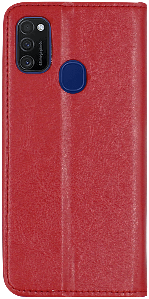 Samsung Galaxy M21 (SM-M215F) oldalra nyíló flipes bőrtok valódi bőr piros