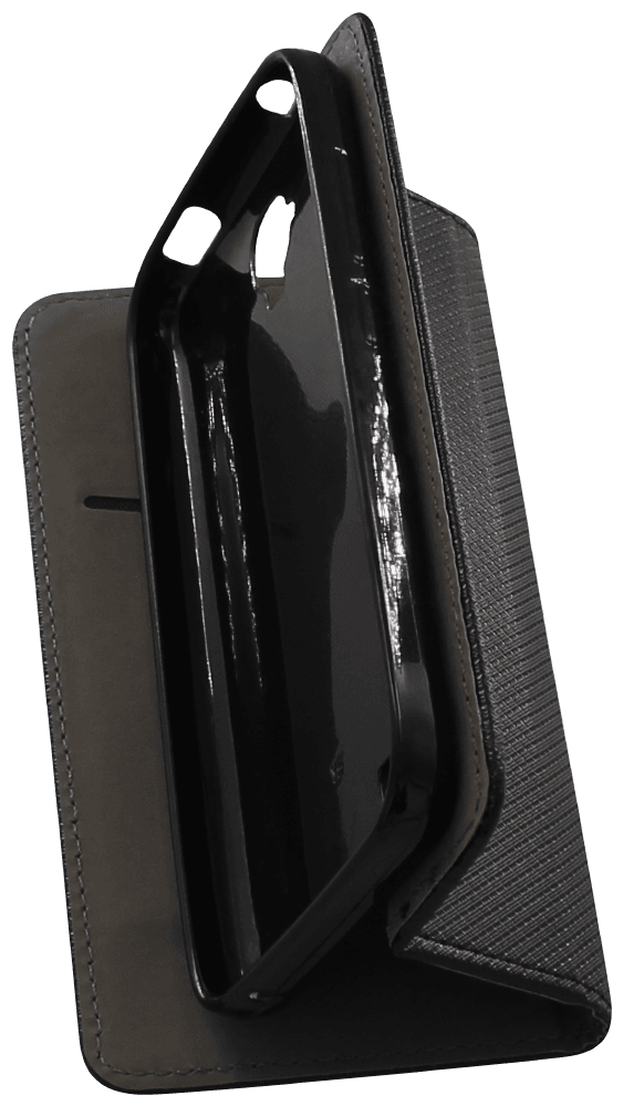 Huawei Y5 (Y560) oldalra nyíló flipes bőrtok rombusz mintás fekete