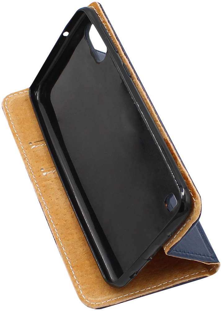 Samsung Galaxy A10 (SM-A105F) oldalra nyíló flipes bőrtok valódi bőr sötétkék