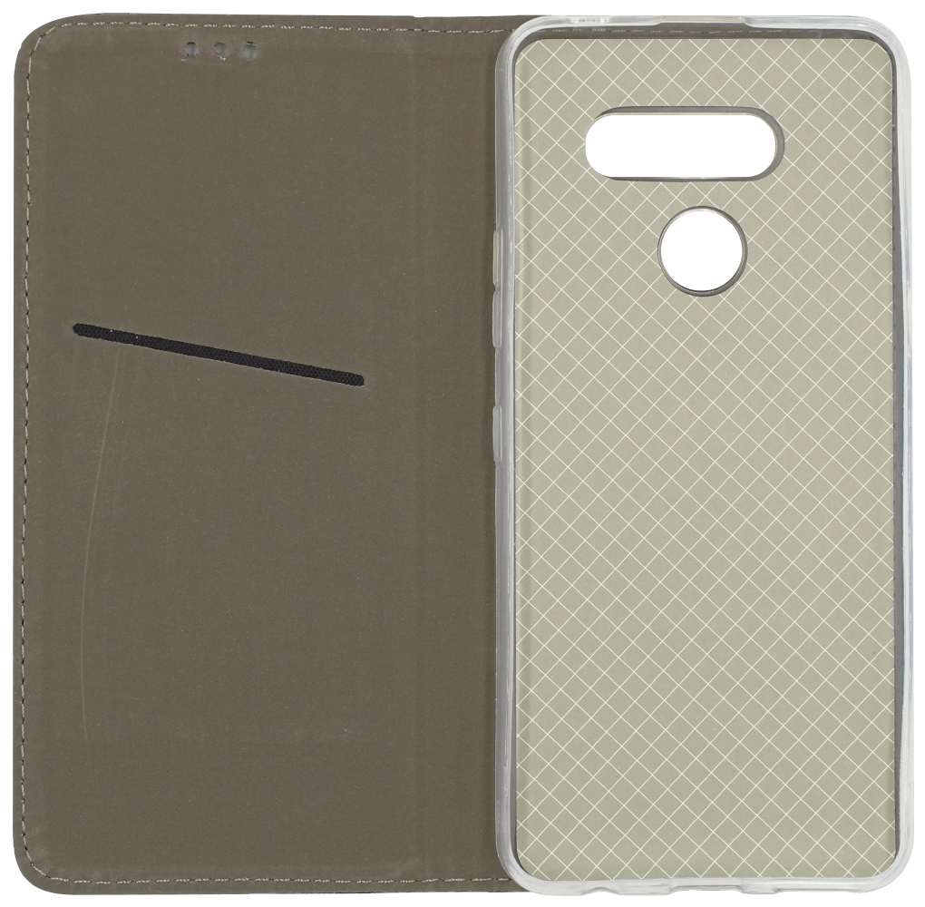 LG K50S oldalra nyíló flipes bőrtok asztali tartó funkciós sötétzöld
