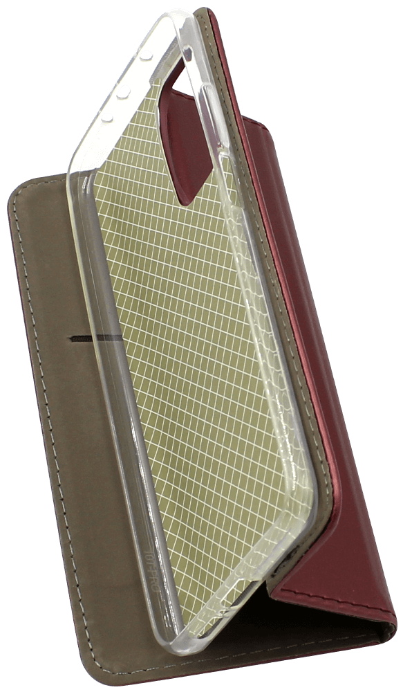 Xiaomi Mi 10T 5G oldalra nyíló flipes bőrtok asztali tartó funkciós bordó