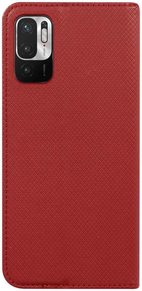 Xiaomi Redmi Note 10 5G oldalra nyíló flipes bőrtok rombusz mintás piros