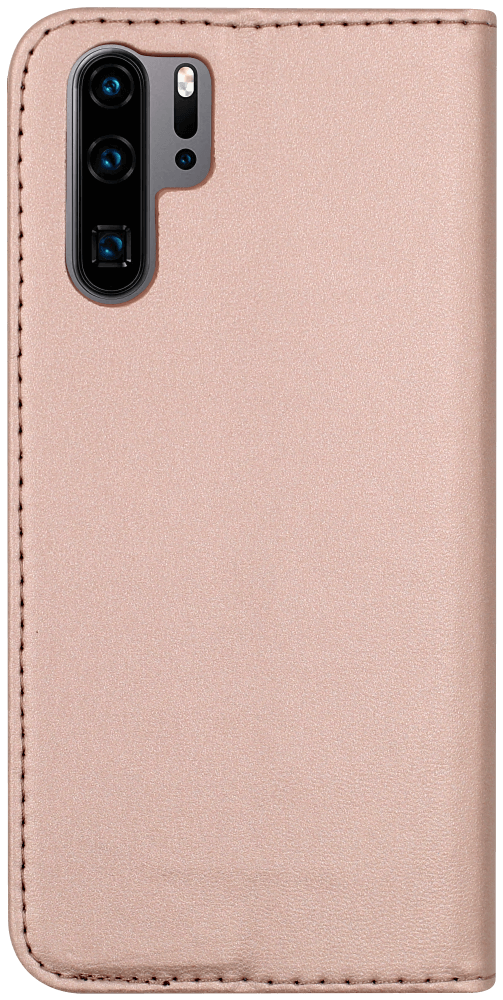 Huawei P30 Pro oldalra nyíló flipes bőrtok asztali tartó funkciós rozéarany
