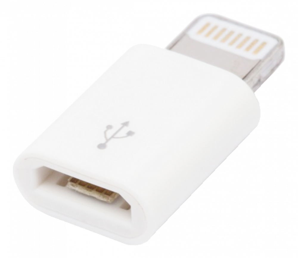 Oppo Reno5 F átalakító adapter micro USB csatlakozóról Lightning csatlakozóra fehér