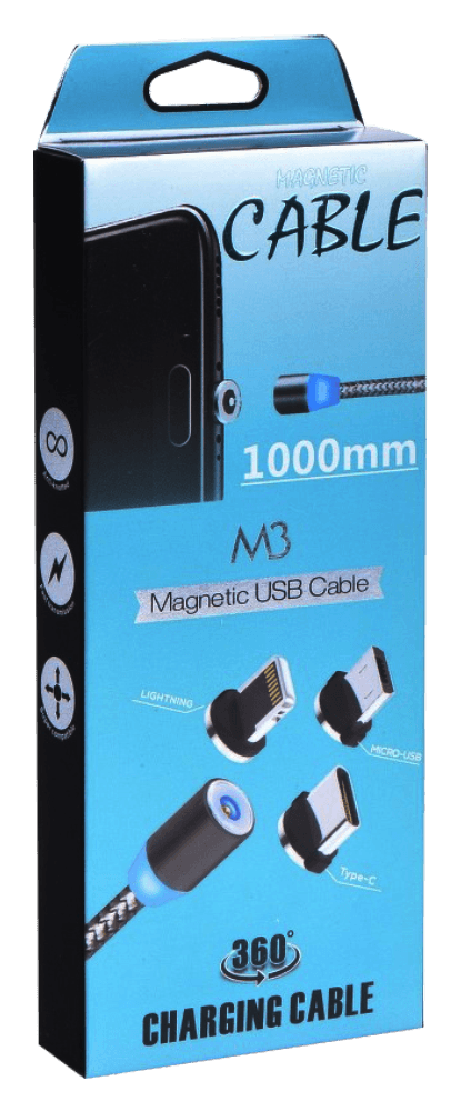 Samsung Galaxy M11 (SM-M115F) mágneses USB kábel három cserélhető adapterrel fekete