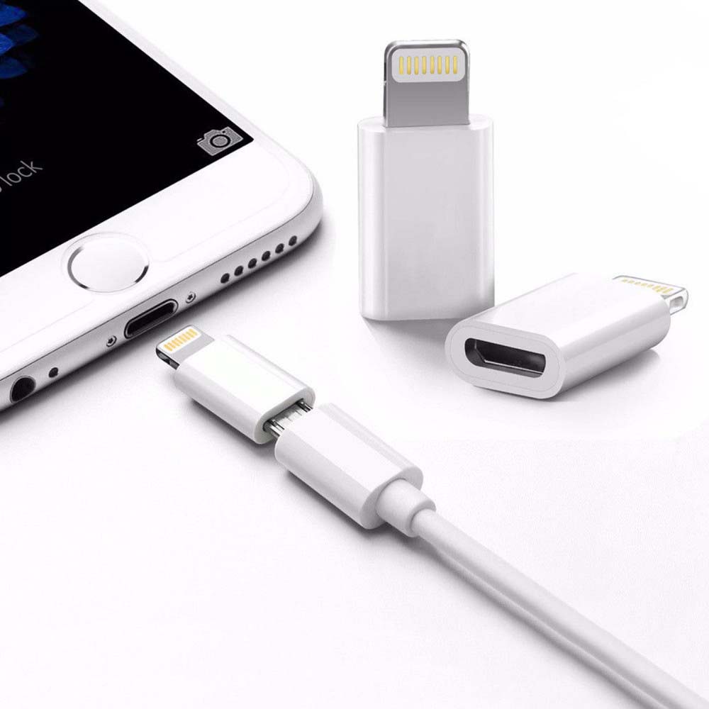 Oppo Find X3 Lite átalakító adapter micro USB csatlakozóról Lightning csatlakozóra fehér