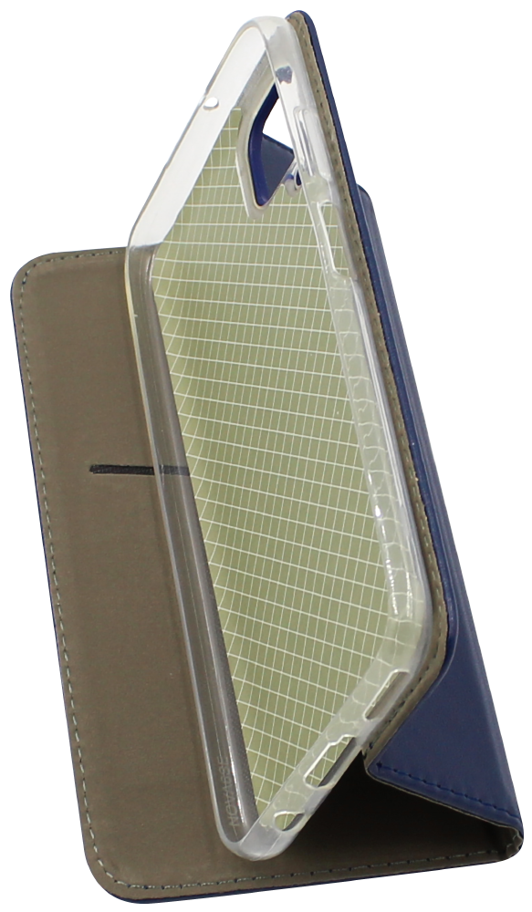 Huawei P40 Lite oldalra nyíló flipes bőrtok asztali tartó funkciós sötétkék