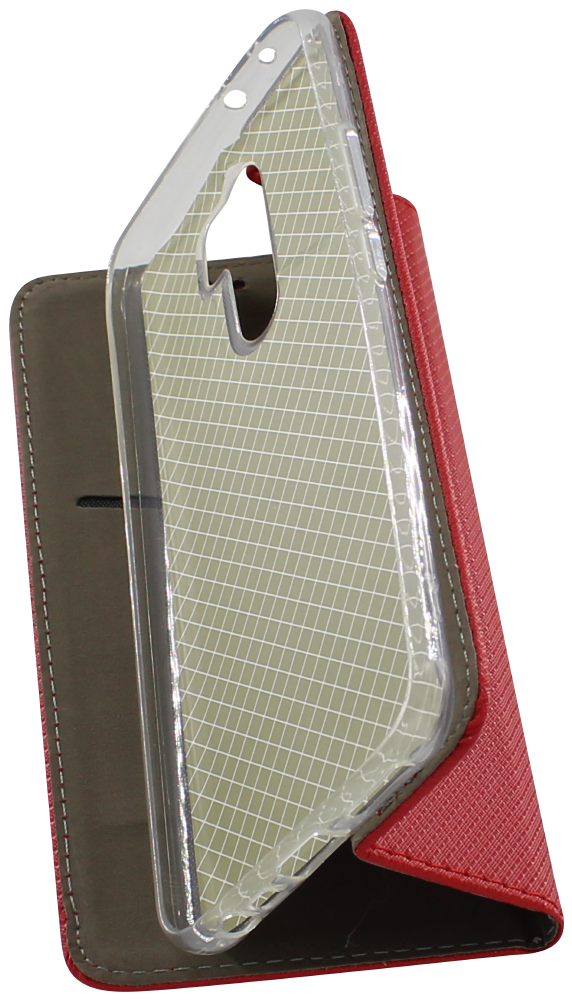 Xiaomi Redmi 9 Prime oldalra nyíló flipes bőrtok rombusz mintás piros