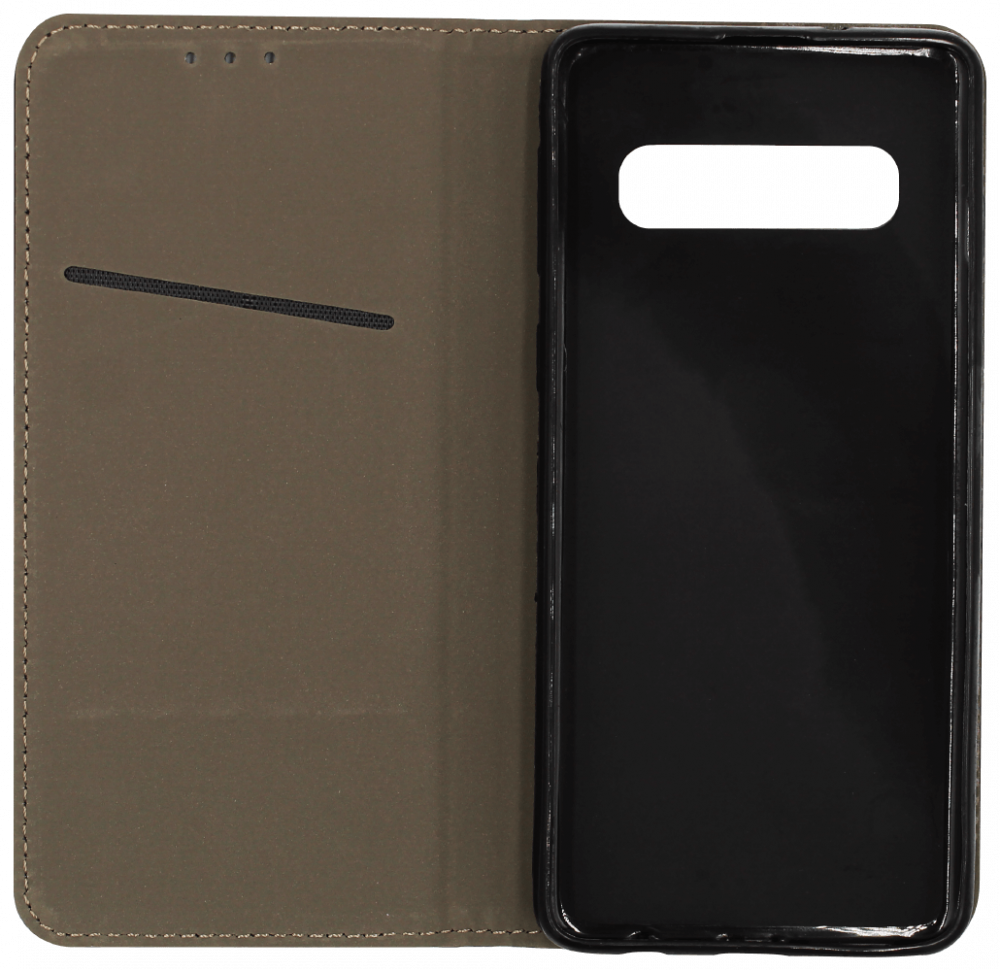 Samsung Galaxy S10 (SM-G973) oldalra nyíló flipes bőrtok asztali tartó funkciós fekete
