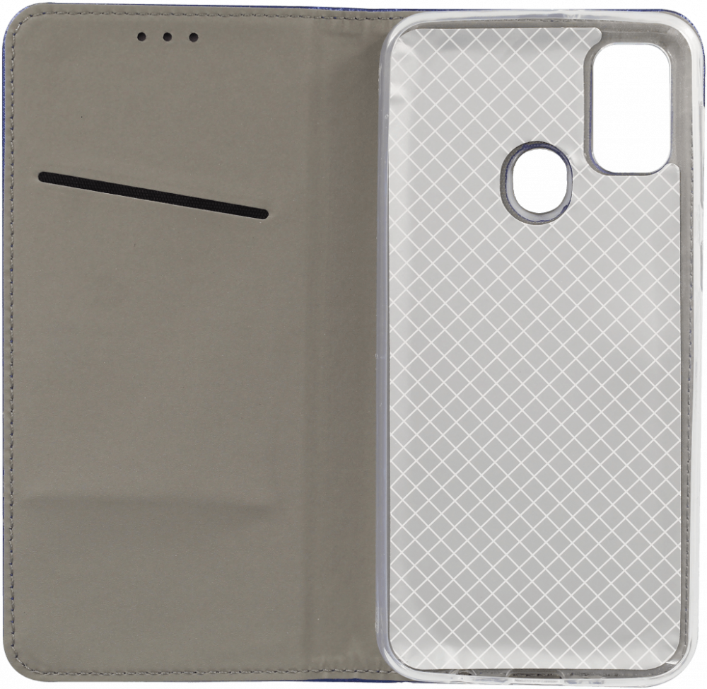 Samsung Galaxy M21 (SM-M215F) oldalra nyíló flipes bőrtok rombusz mintás sötétkék