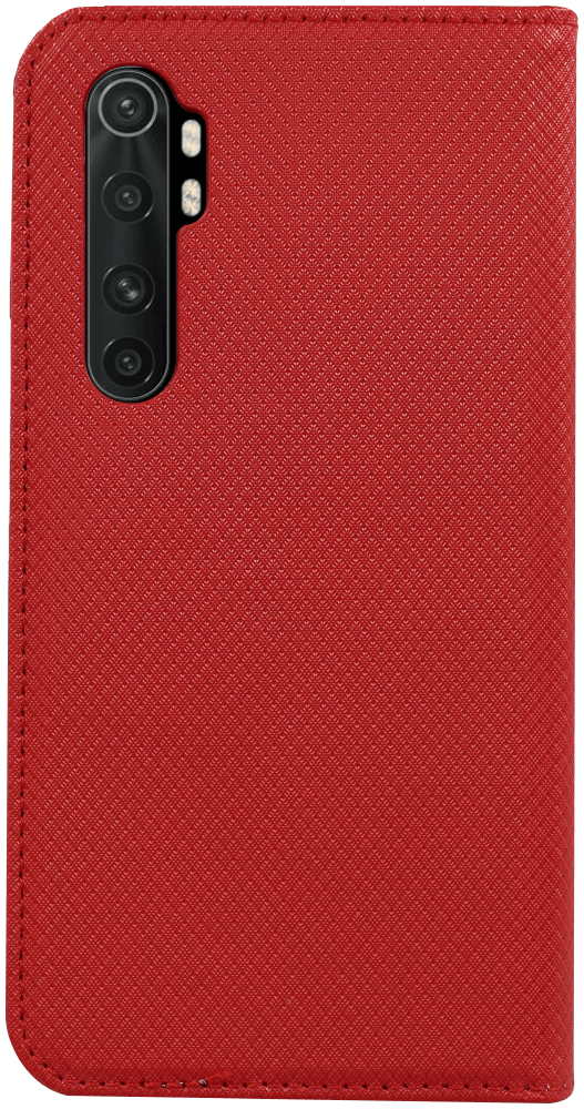 Xiaomi Mi Note 10 Lite oldalra nyíló flipes bőrtok rombusz mintás piros