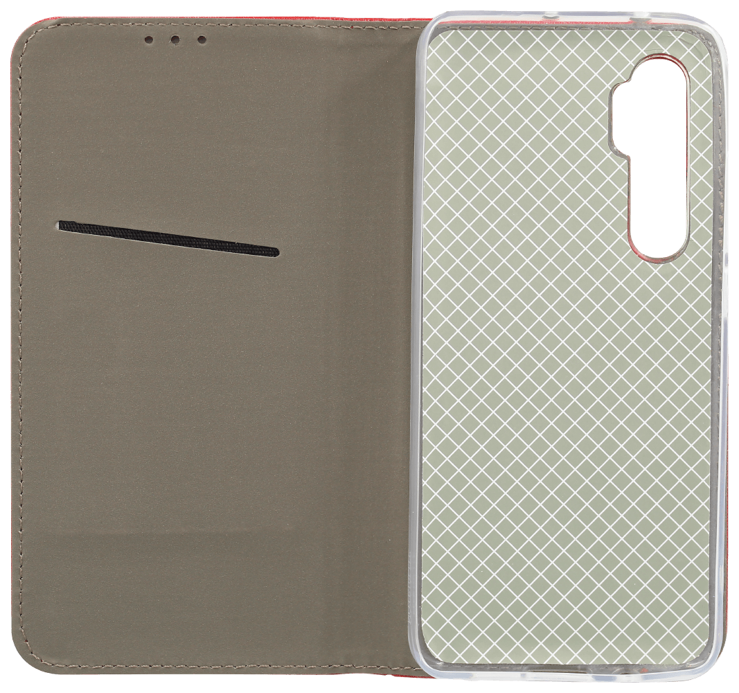 Xiaomi Mi Note 10 Lite oldalra nyíló flipes bőrtok rombusz mintás piros