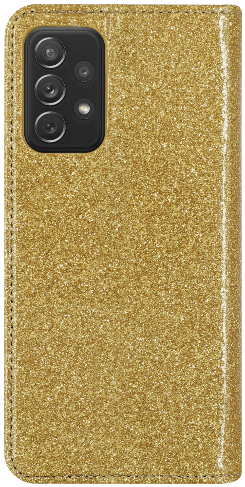 Samsung Galaxy A72 4G (SM-A725F) oldalra nyíló flipes bőrtok csillámos arany
