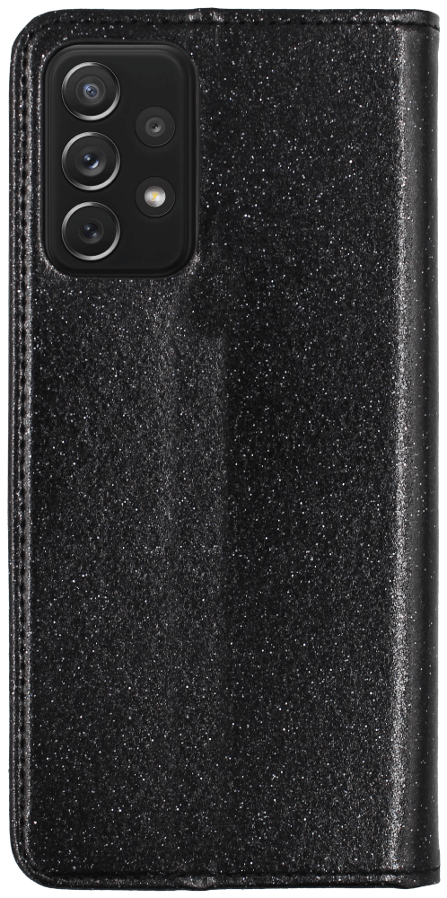 Samsung Galaxy A72 5G (SM-A726B) oldalra nyíló flipes bőrtok csillámos fekete