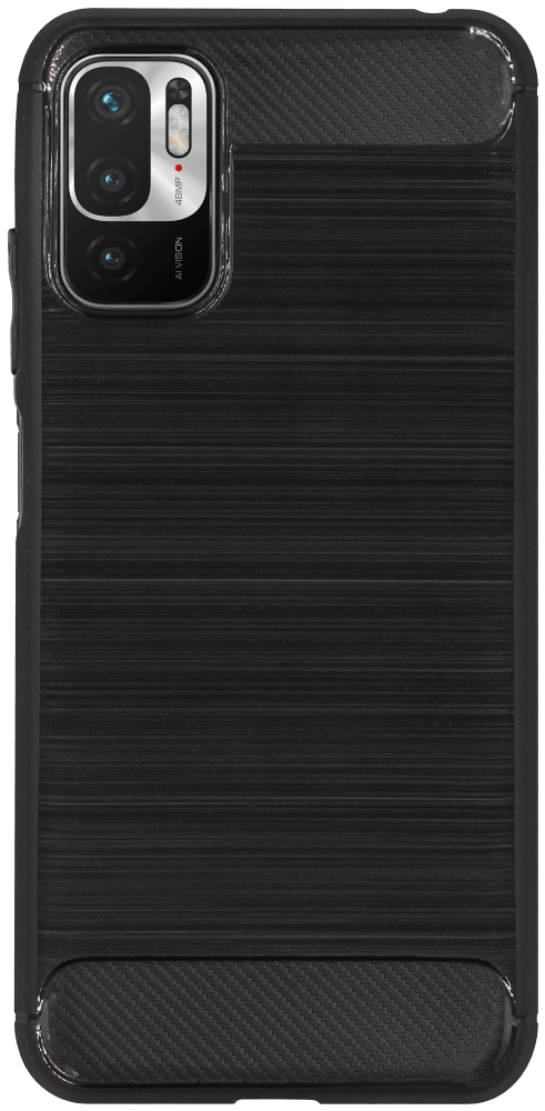 Xiaomi Redmi Note 10 5G ütésálló szilikon tok szálcsiszolt-karbon minta légpárnás sarok fekete