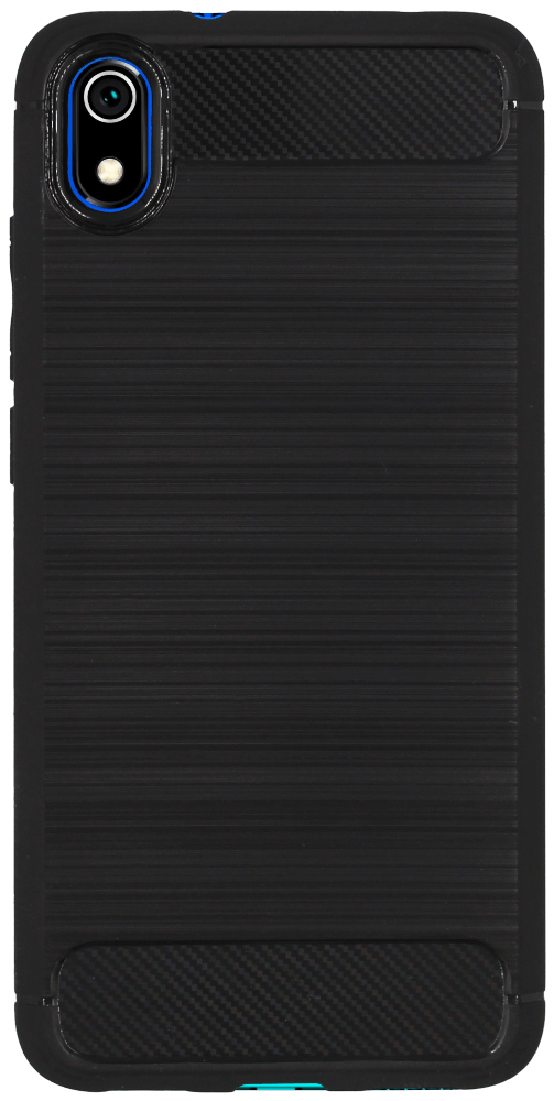 Xiaomi Redmi 7A ütésálló szilikon tok szálcsiszolt-karbon minta légpárnás sarok fekete