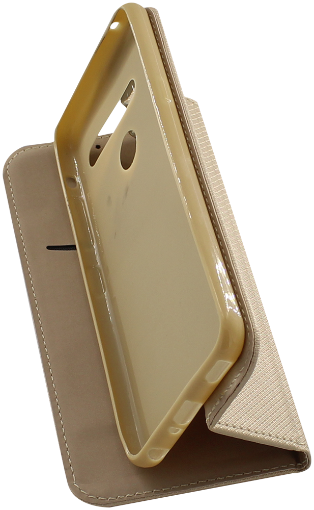 LG G8 ThinQ oldalra nyíló flipes bőrtok rombusz mintás arany