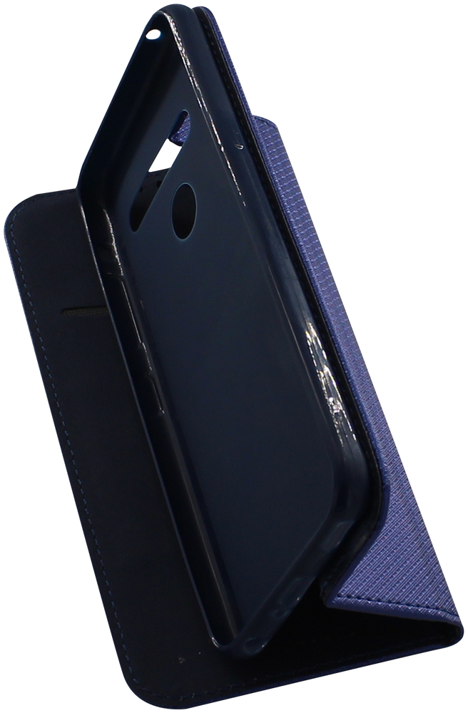 LG G8 ThinQ oldalra nyíló flipes bőrtok rombusz mintás sötétkék