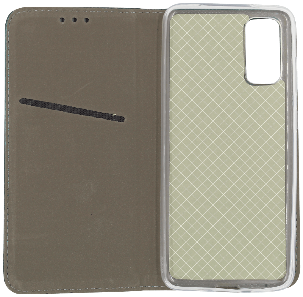 Samsung Galaxy S20 (SM-G980F) oldalra nyíló flipes bőrtok asztali tartó funkciós sötétzöld