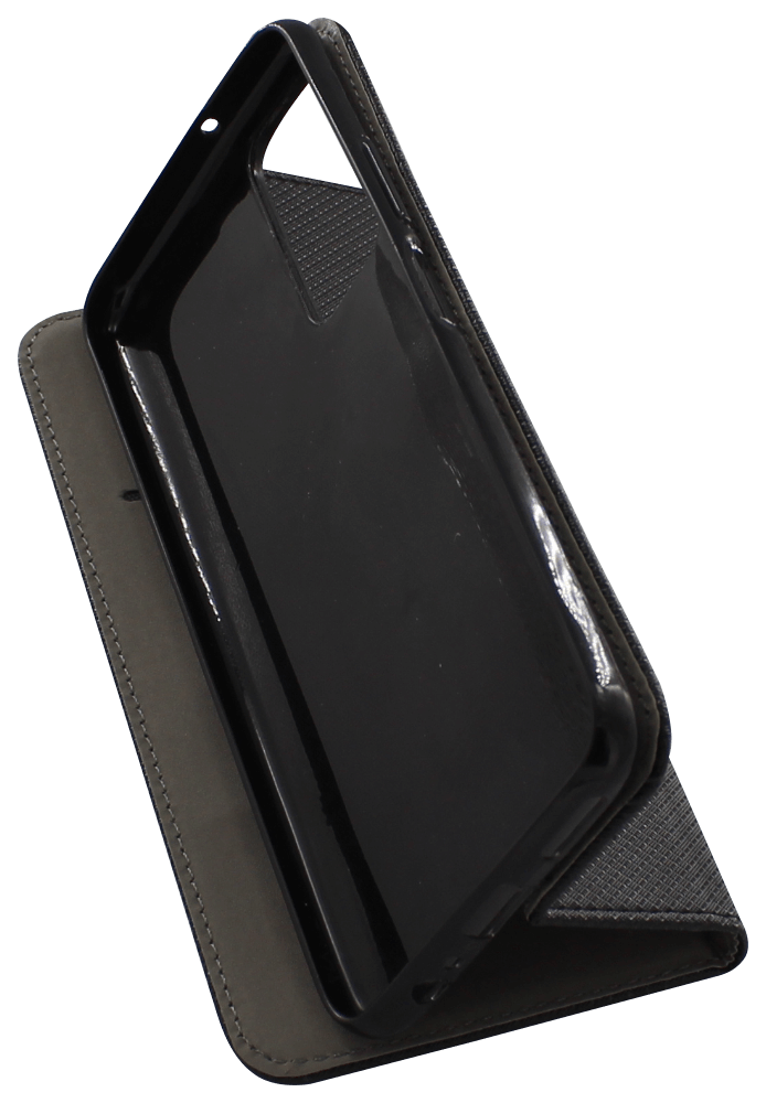 Huawei P Smart 2021 oldalra nyíló flipes bőrtok rombusz mintás fekete