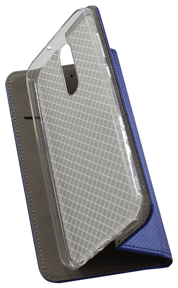 Huawei Mate 10 Lite oldalra nyíló flipes bőrtok rombusz mintás sötétkék