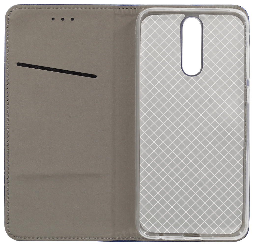 Huawei Mate 10 Lite oldalra nyíló flipes bőrtok rombusz mintás sötétkék