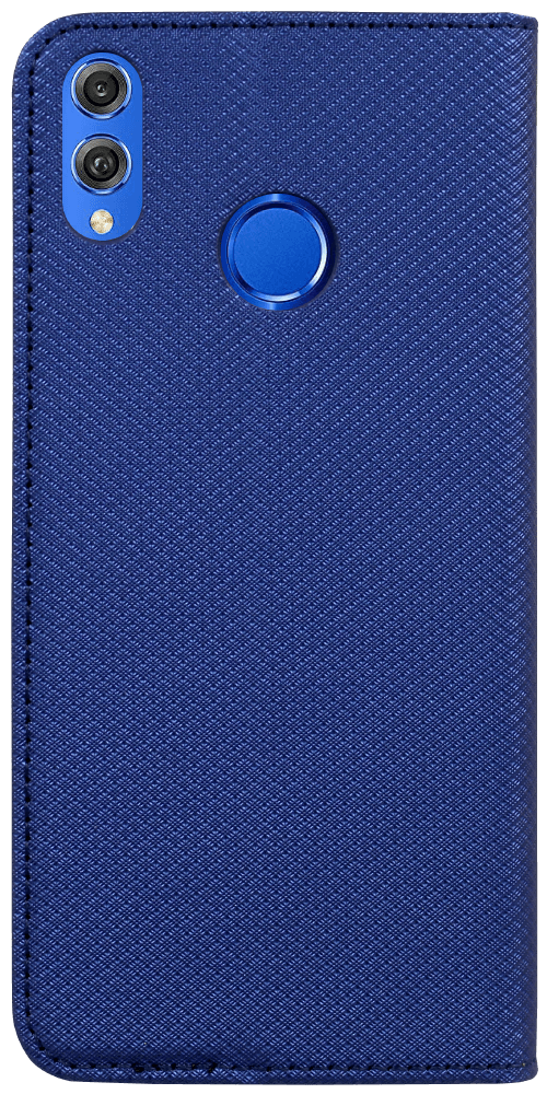 Huawei Honor 8X (View 10 Lite) oldalra nyíló flipes bőrtok rombusz mintás sötétkék