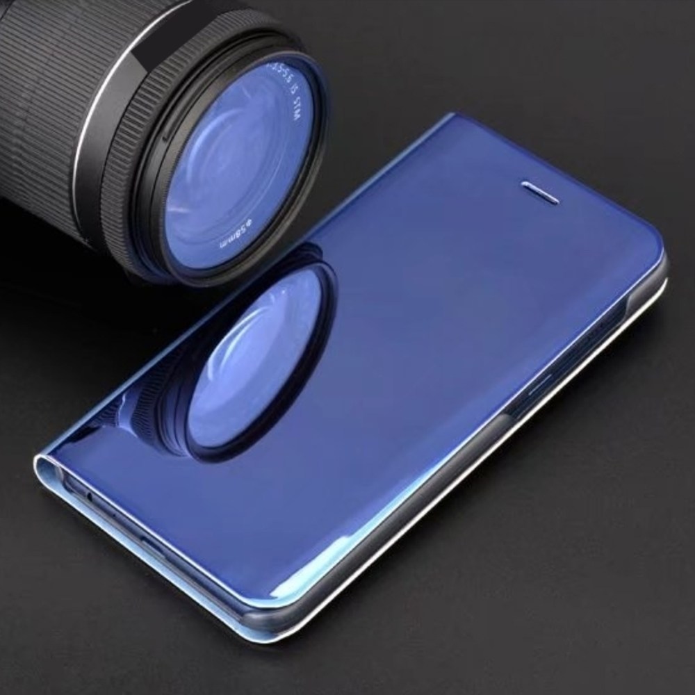 Huawei Honor Play 8A oldalra nyíló flipes bőrtok Smart Clear View sötétkék