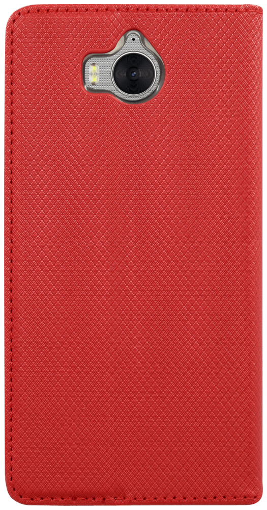 Huawei Y6 2017 oldalra nyíló flipes bőrtok rombusz mintás piros
