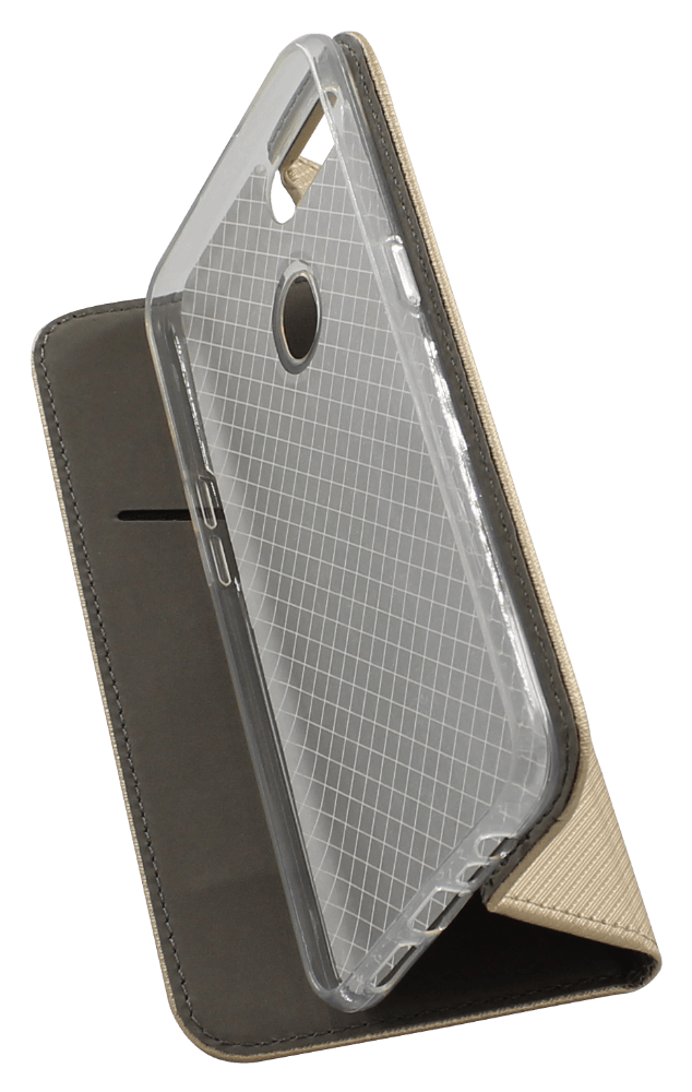 Oppo A12 oldalra nyíló flipes bőrtok rombusz mintás arany