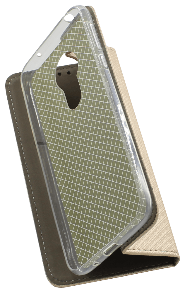 Motorola Moto G7 Power oldalra nyíló flipes bőrtok rombusz mintás arany