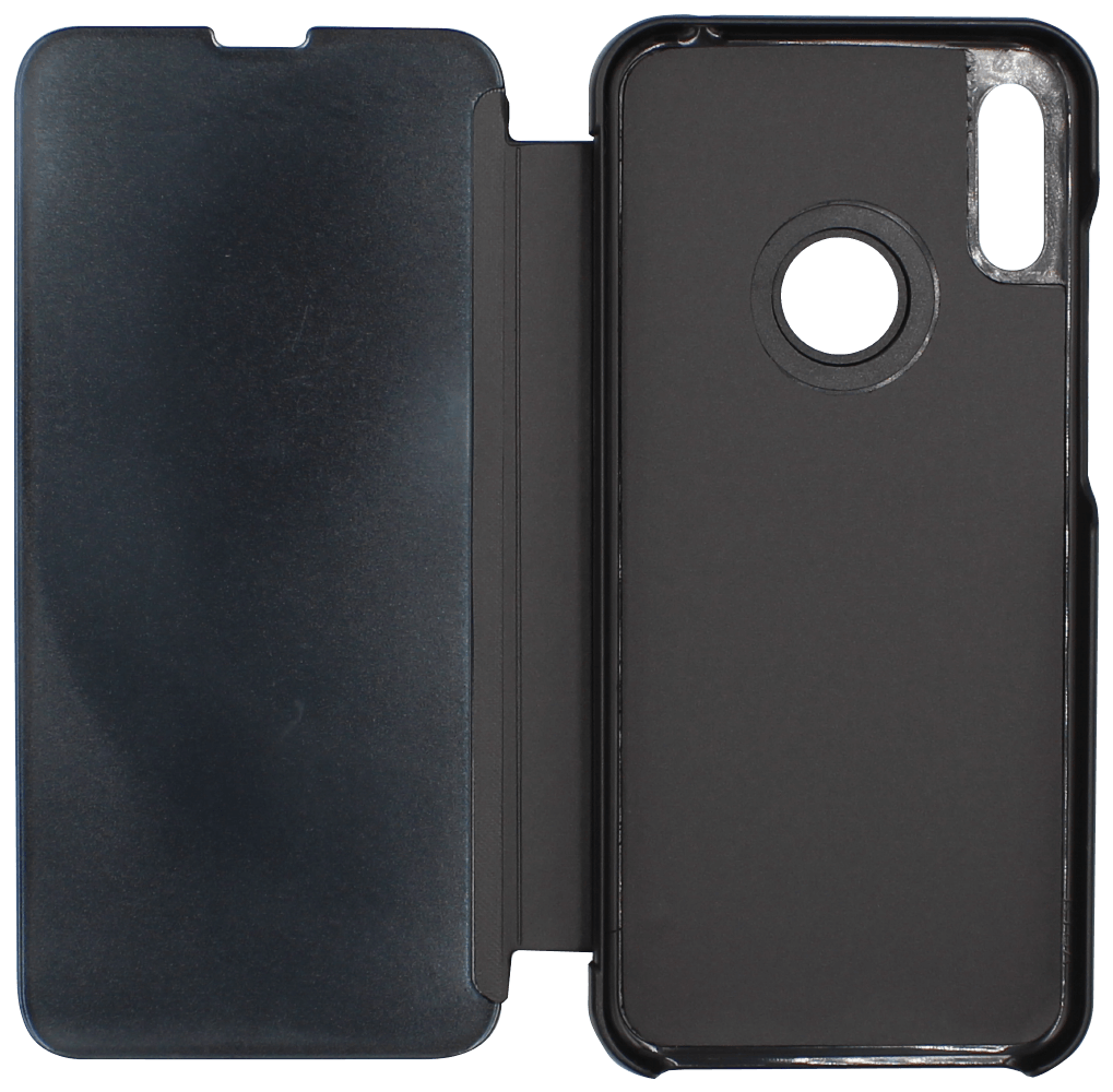 Huawei Y6s (2019) oldalra nyíló flipes bőrtok Smart Clear View fekete