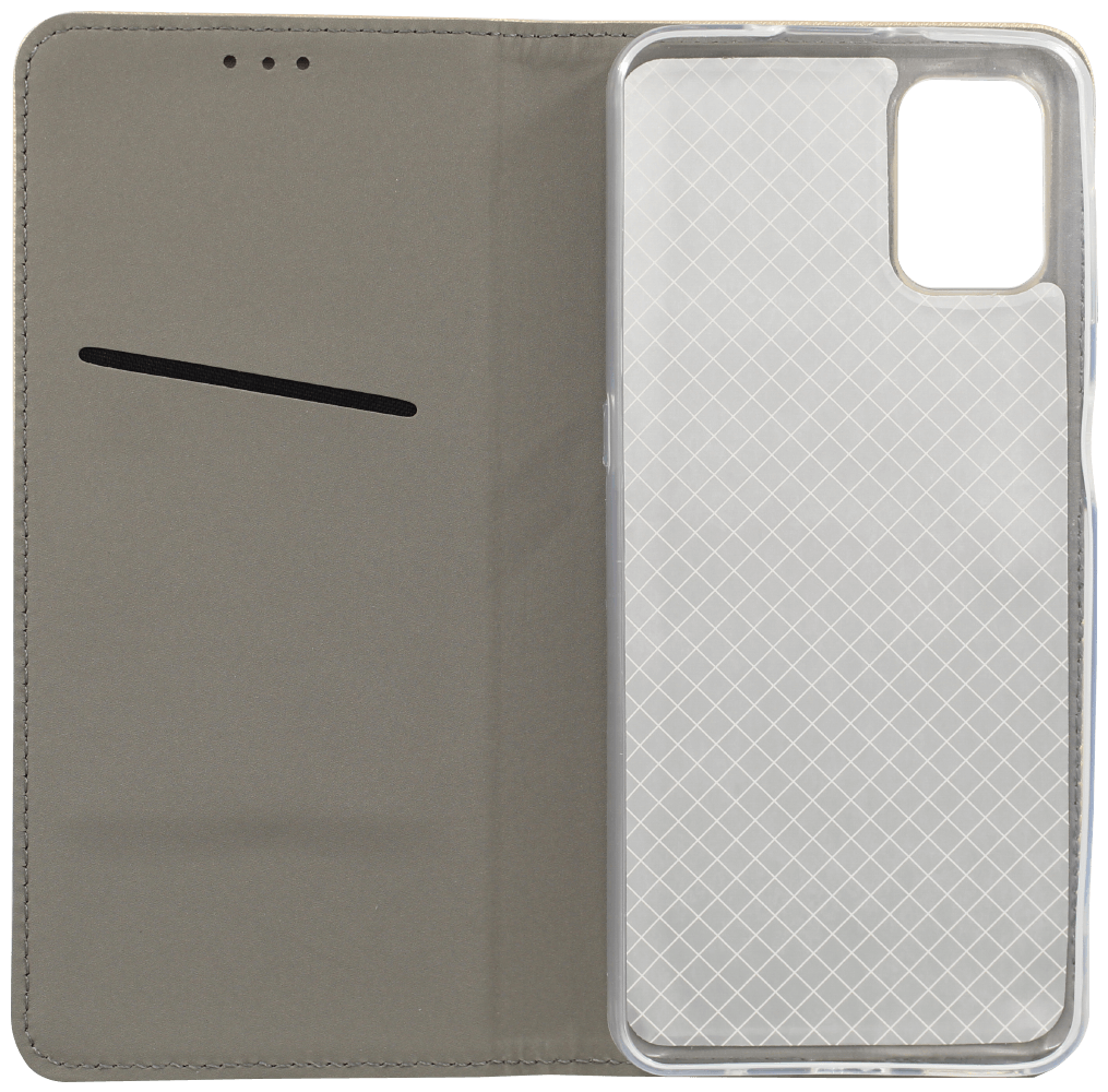 Motorola Moto G9 Plus oldalra nyíló flipes bőrtok rombusz mintás arany