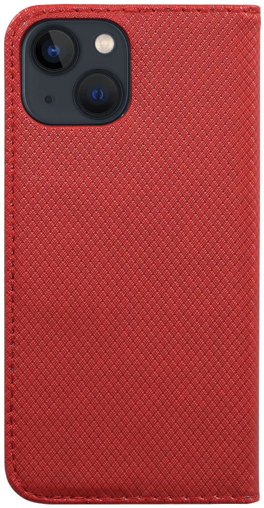 Apple iPhone 13 Mini oldalra nyíló flipes bőrtok rombusz mintás piros