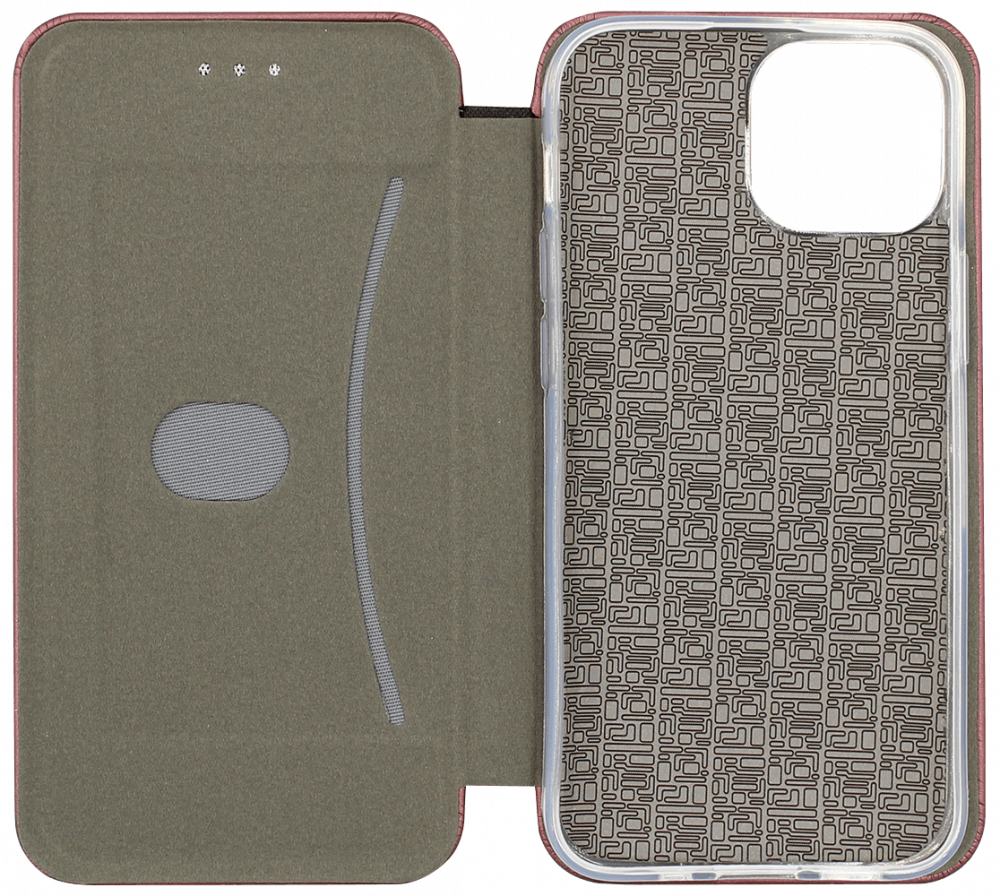 Apple iPhone 13 Mini oldalra nyíló mágneses flipes bőrtok prémium minőség bordó