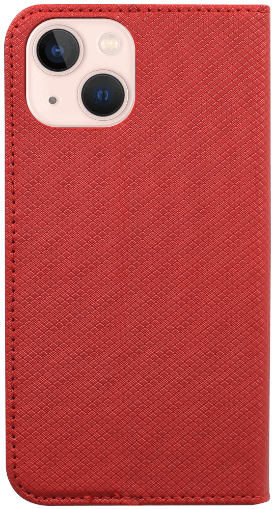Apple iPhone 13 oldalra nyíló flipes bőrtok rombusz mintás piros