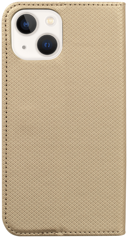 Apple iPhone 13 oldalra nyíló flipes bőrtok rombusz mintás arany