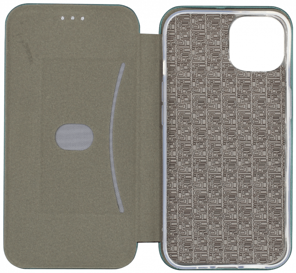 Apple iPhone 13 oldalra nyíló mágneses flipes bőrtok prémium minőség sötétzöld