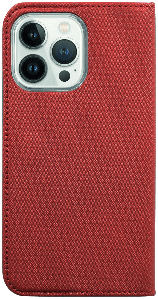 Apple iPhone 13 Pro oldalra nyíló flipes bőrtok rombusz mintás piros