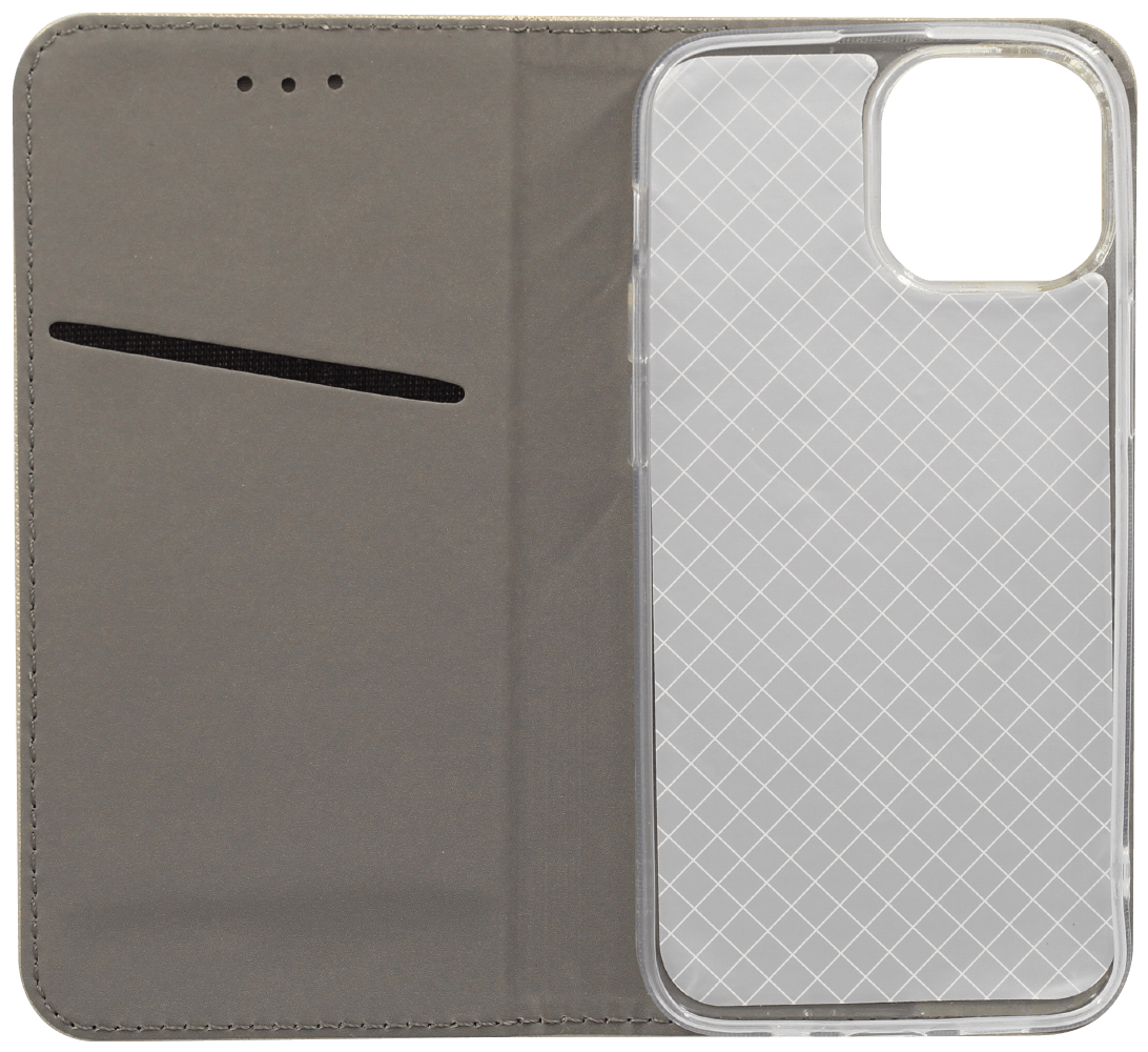 Apple iPhone 13 Mini oldalra nyíló flipes bőrtok rombusz mintás arany