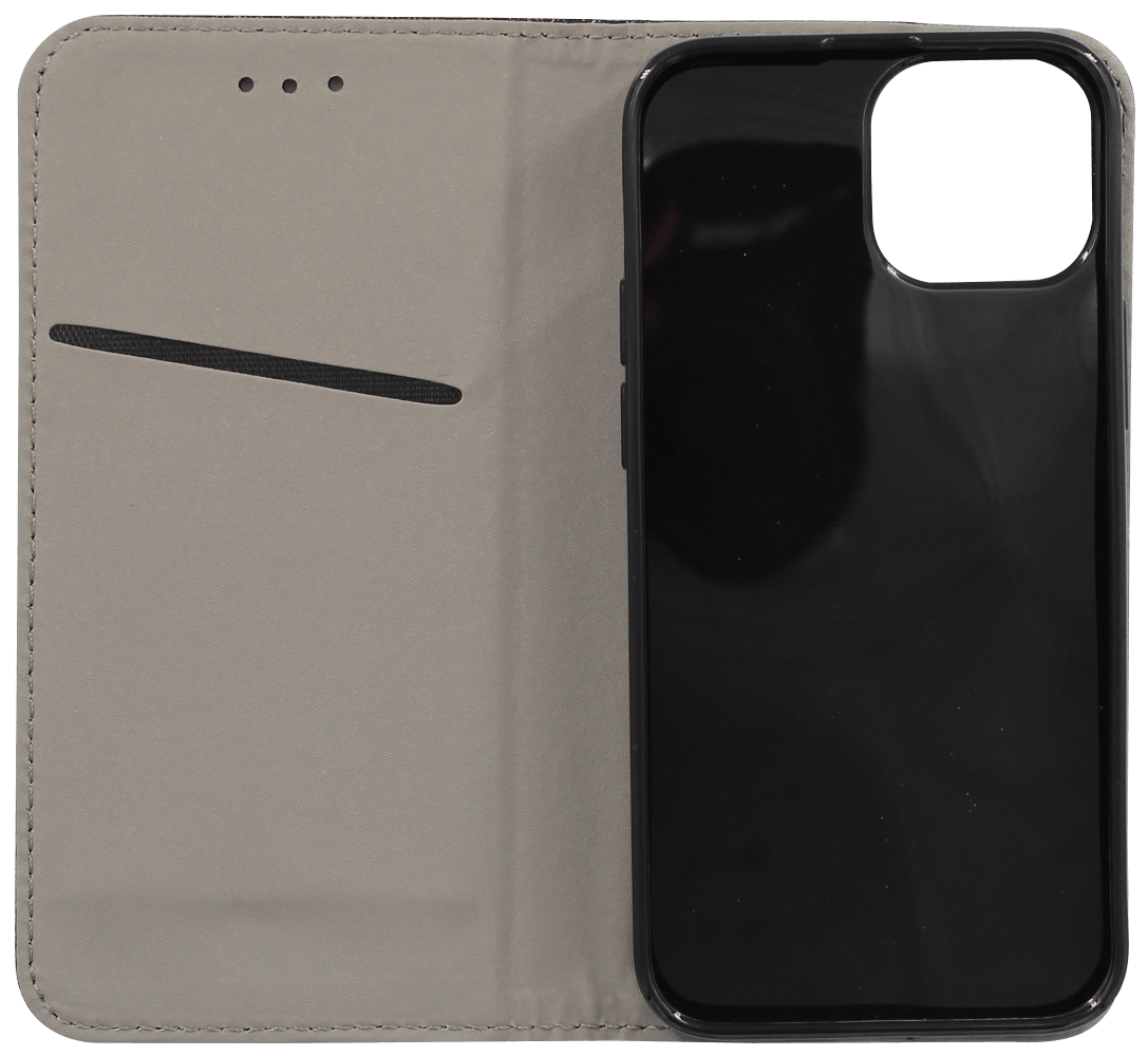 Apple iPhone 13 Mini oldalra nyíló flipes bőrtok rombusz mintás fekete
