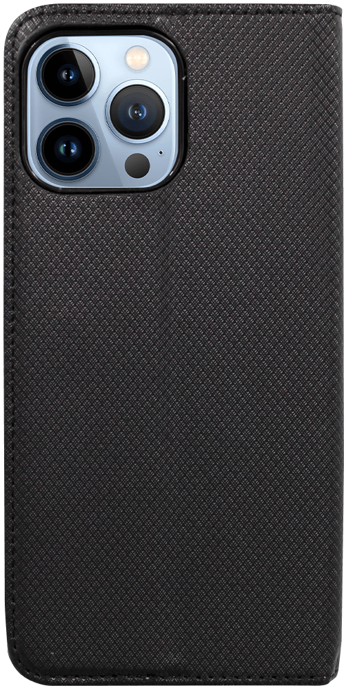Apple iPhone 13 Pro Max oldalra nyíló flipes bőrtok rombusz mintás fekete