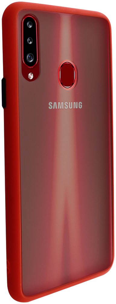 Samsung Galaxy A20s (SM-A207F) kemény hátlap Vennus Button Bumper piros