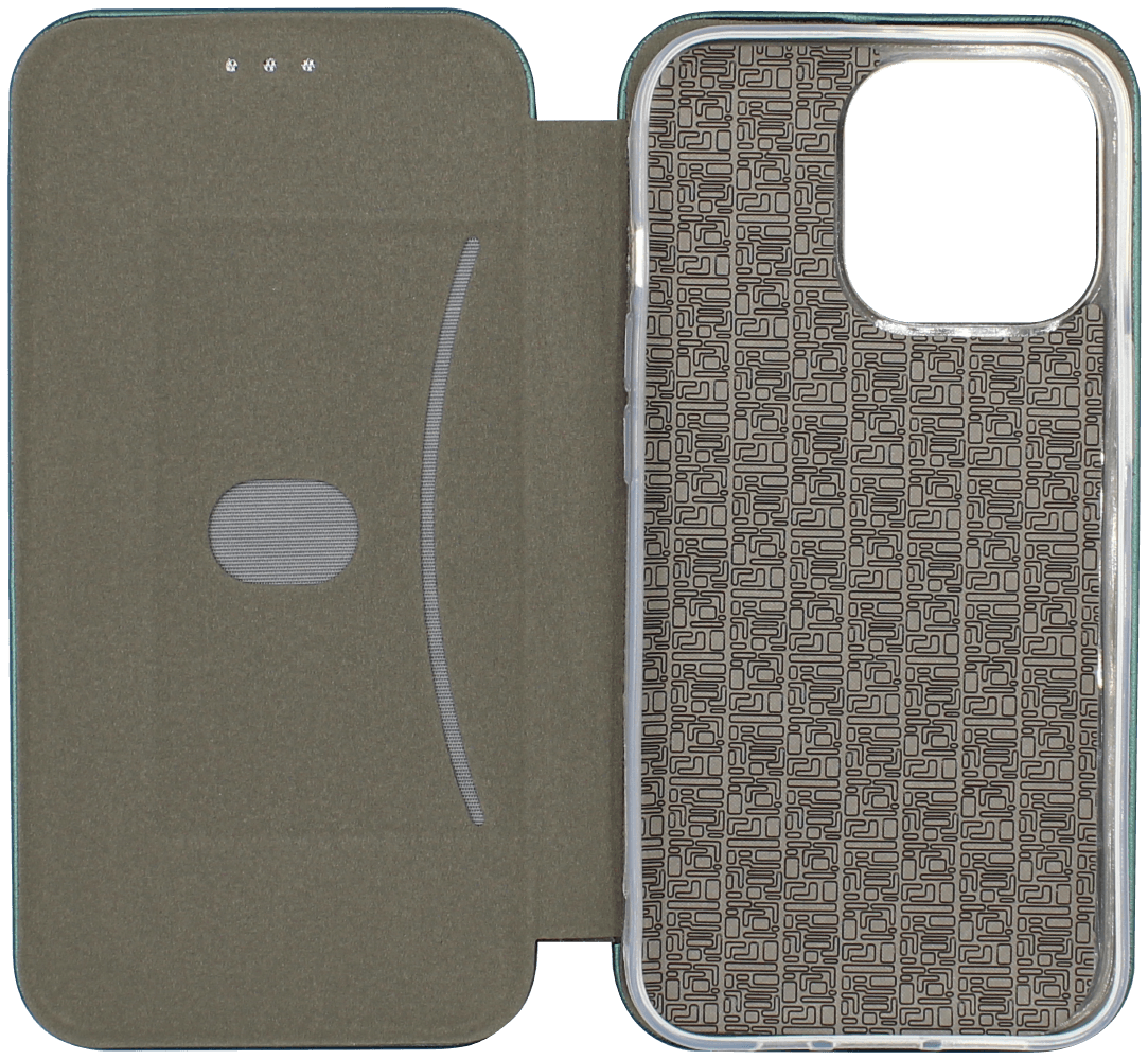Apple iPhone 13 Pro oldalra nyíló mágneses flipes bőrtok prémium minőség sötétzöld