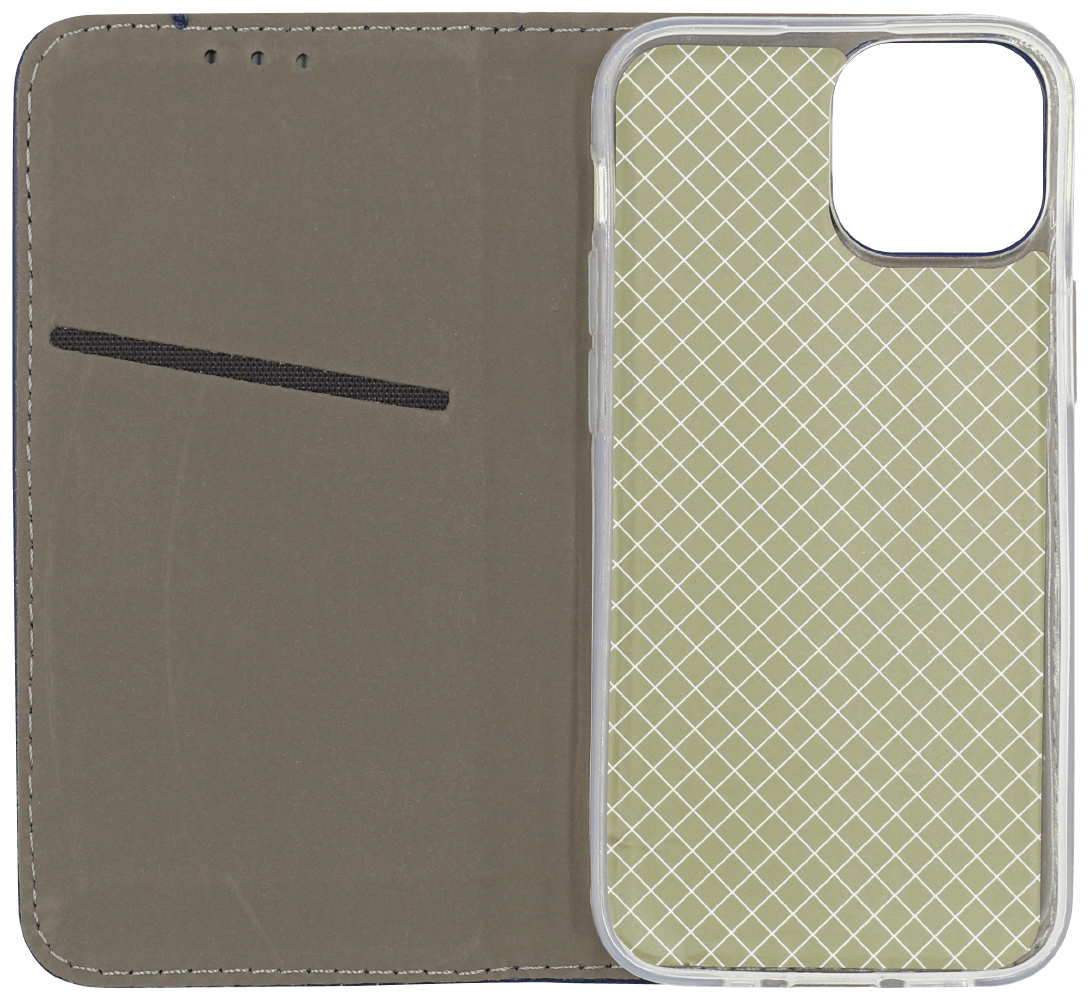 Apple iPhone 13 Mini oldalra nyíló flipes bőrtok asztali tartó funkciós sötétkék